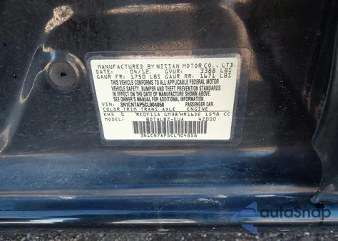 2012 Nissan Versa 1.6 Sv z USA, uszkodzony, nr VIN 3N1CN7AP5CL904858